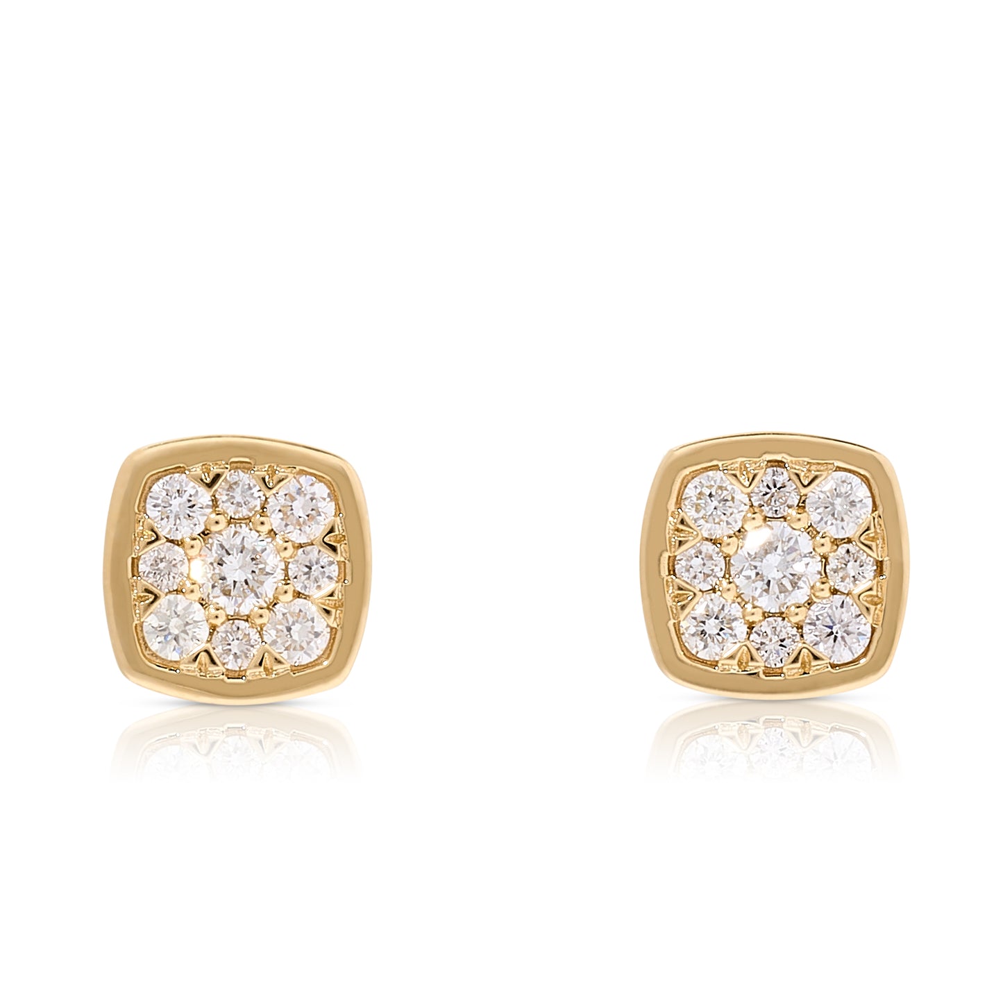 Cushion Shape Pave Diamond Stud Earrings