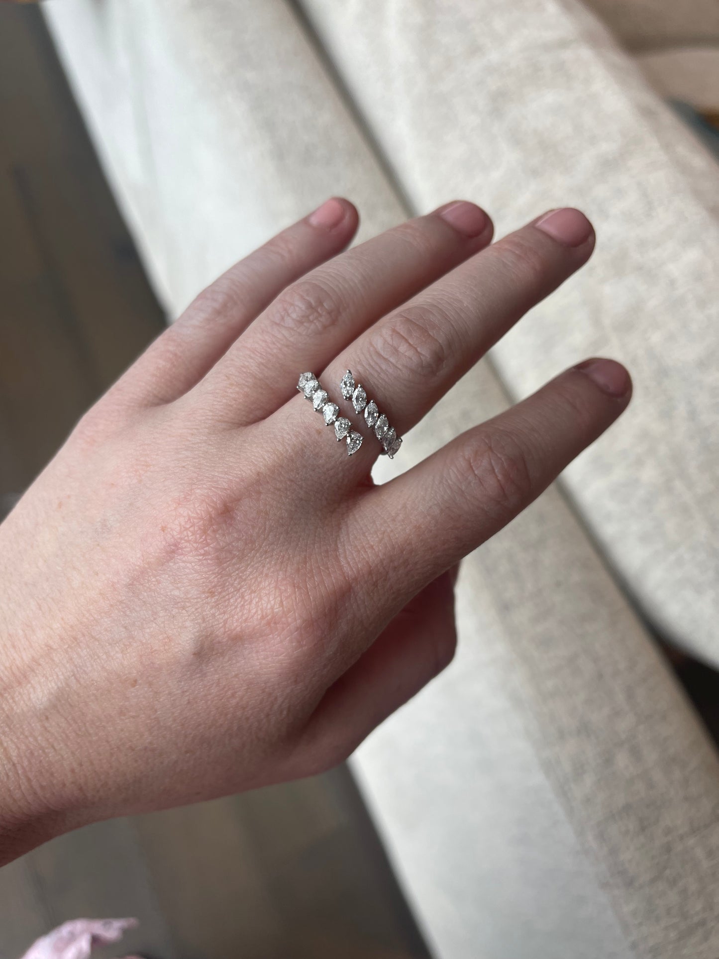 Marquis and Pear Diamond ByPass Ring 3