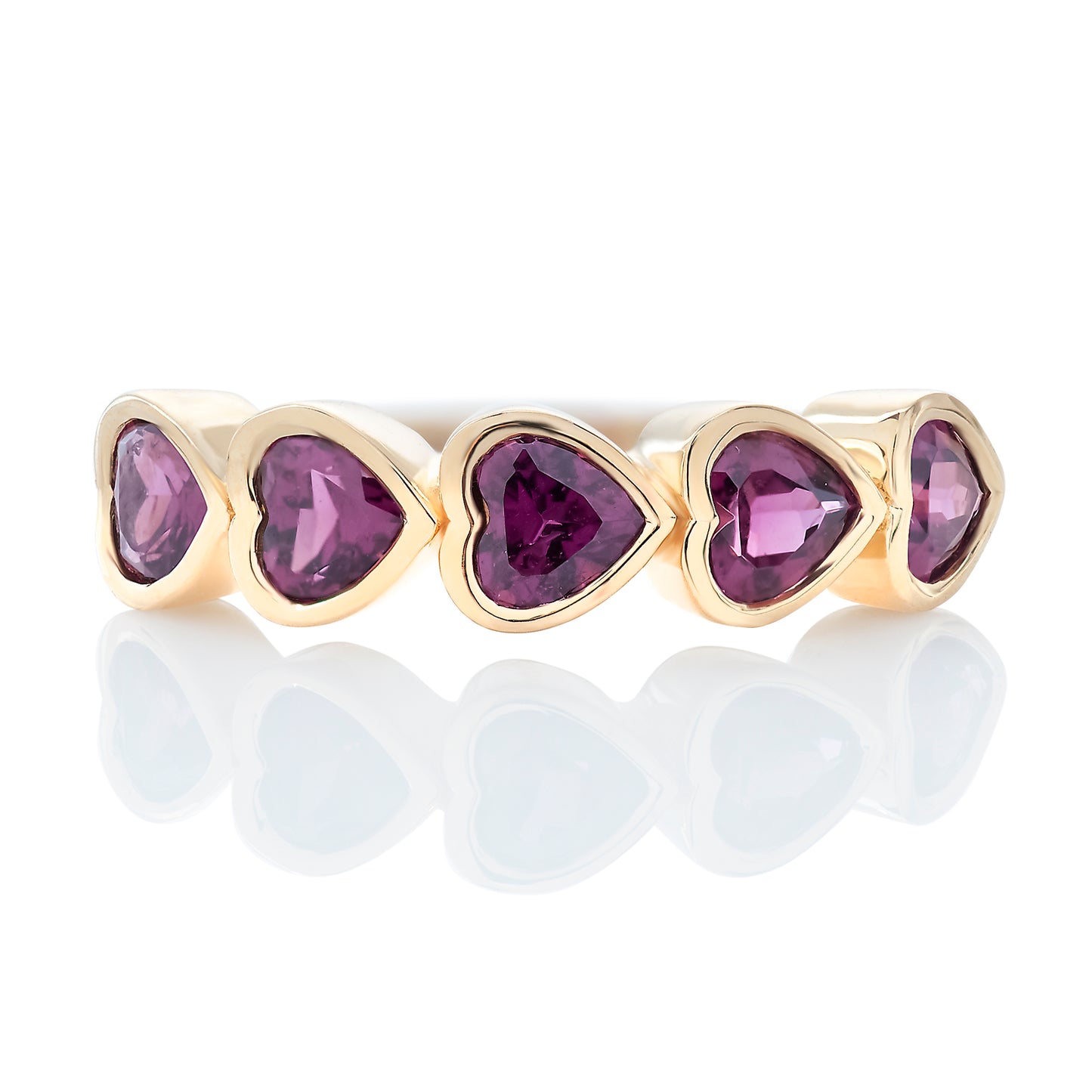 Garnet Bezel Set Heart Shape Band