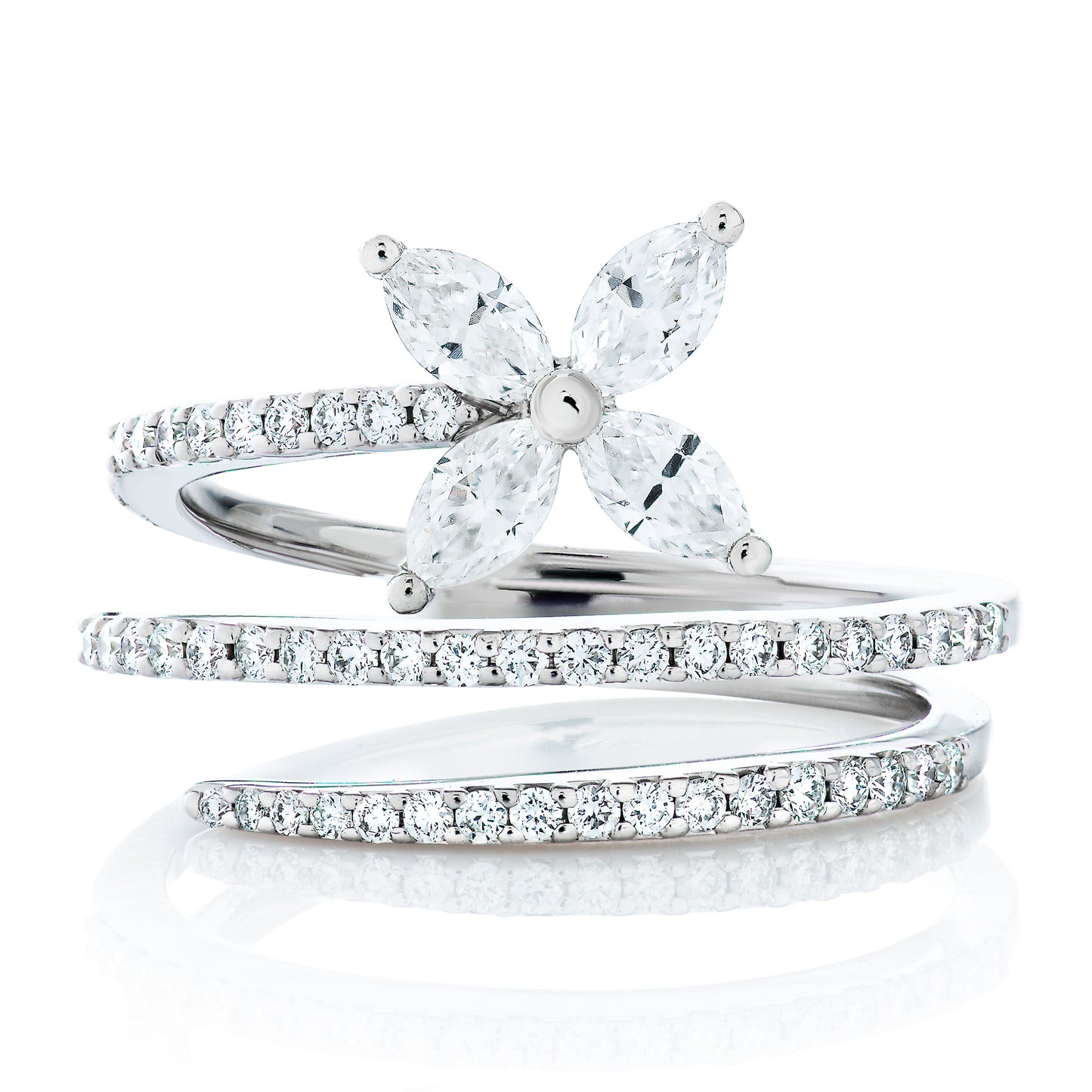 Diamond Flower Coil Ring