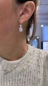 Round and Baguette Diamond Hanging Earrings 2