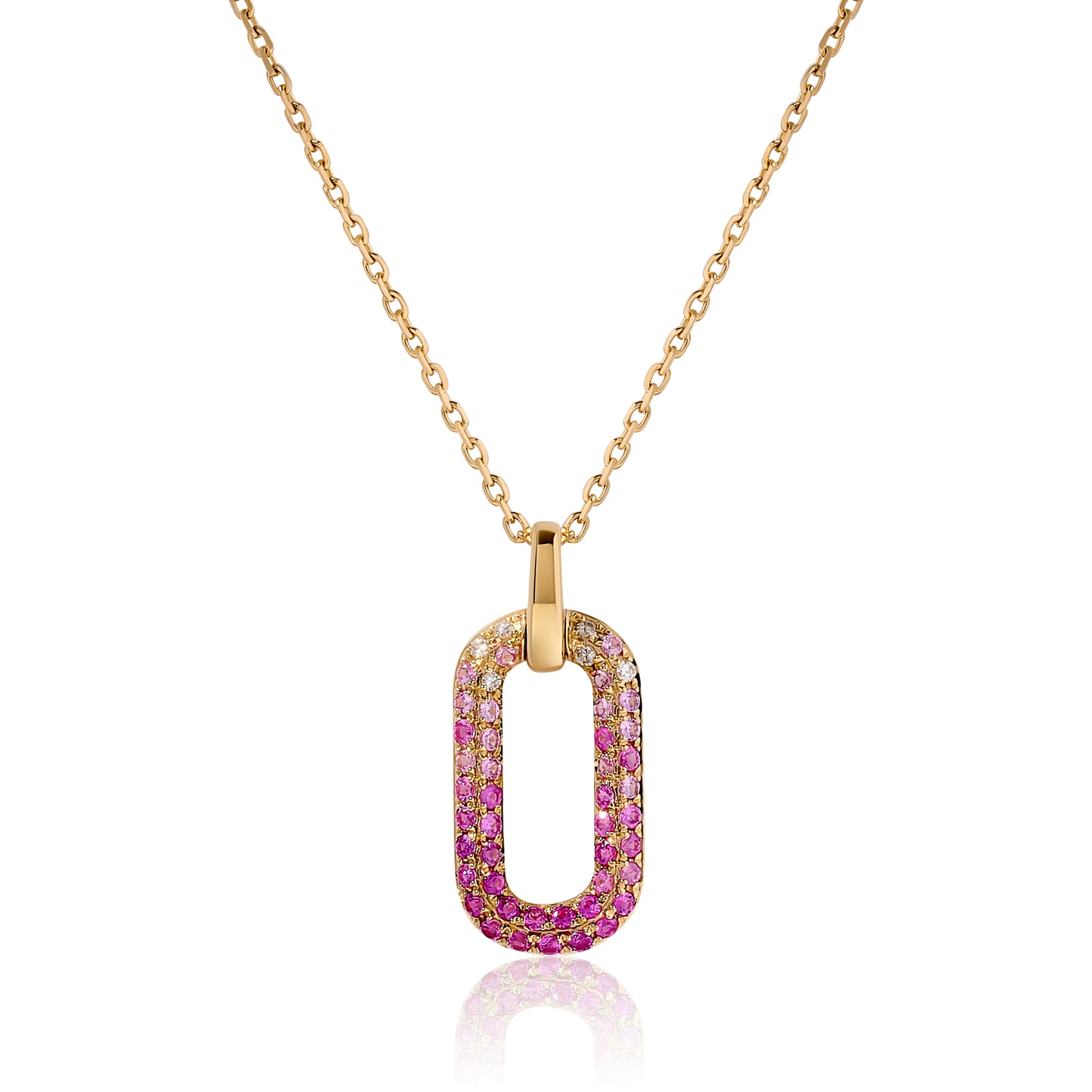 Ombre Pink Sapphire and Diamond Paper Clip Pendant