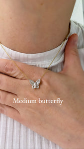 Medium Two Tone Diamond Butterfly Pendant 2