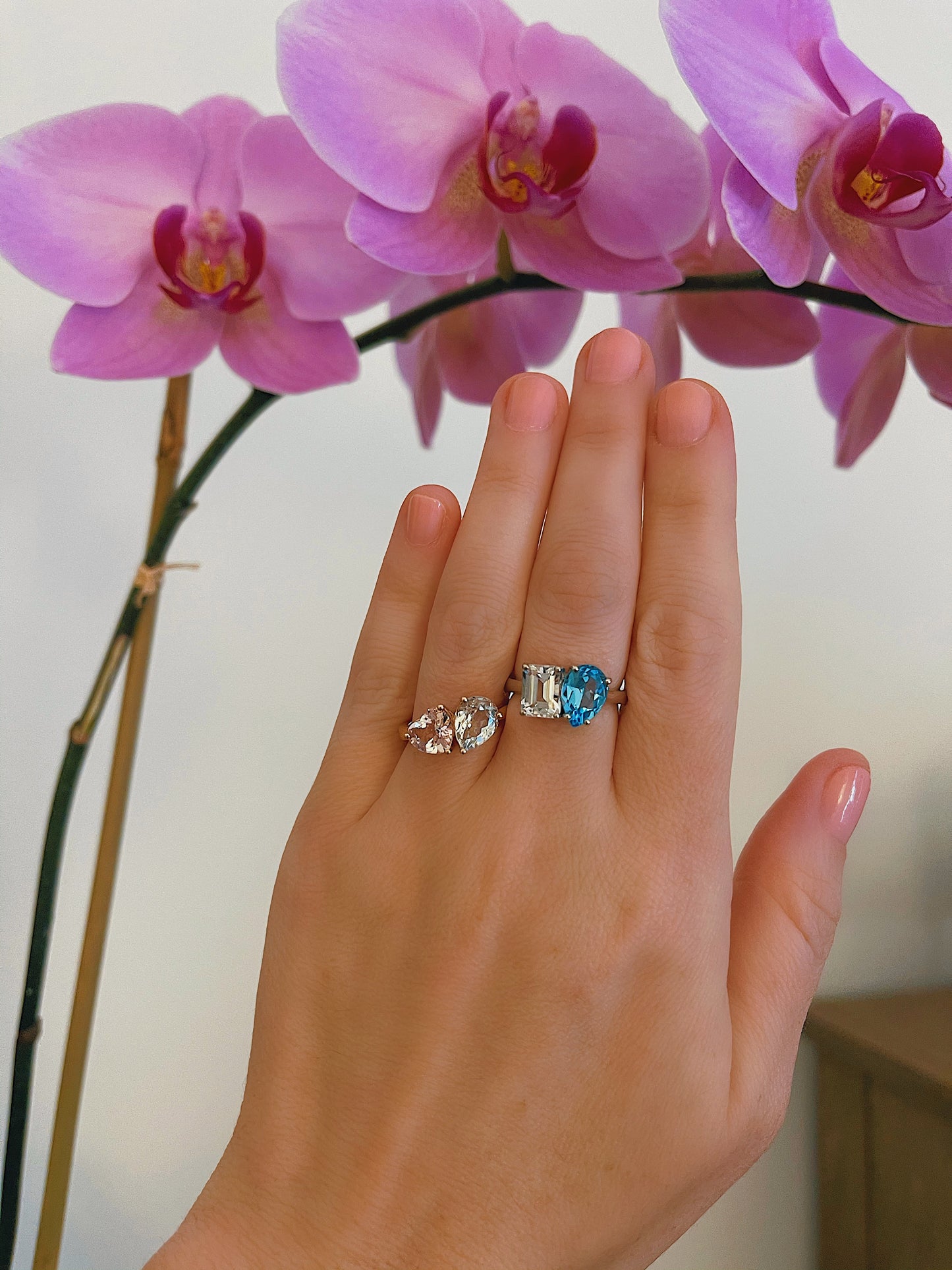 Small Toi Et Moi Morganite and Topaz Ring 6