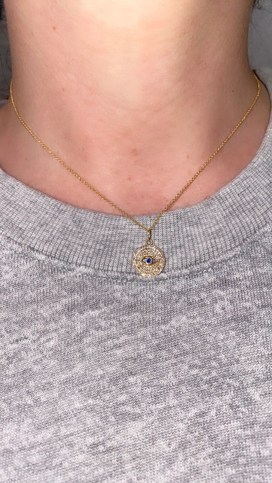Evil Eye Diamond Circle Pendant