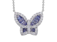 Load image into Gallery viewer, Large Ice Blue Sapphire and Diamond Butterfly Pendant - Close up