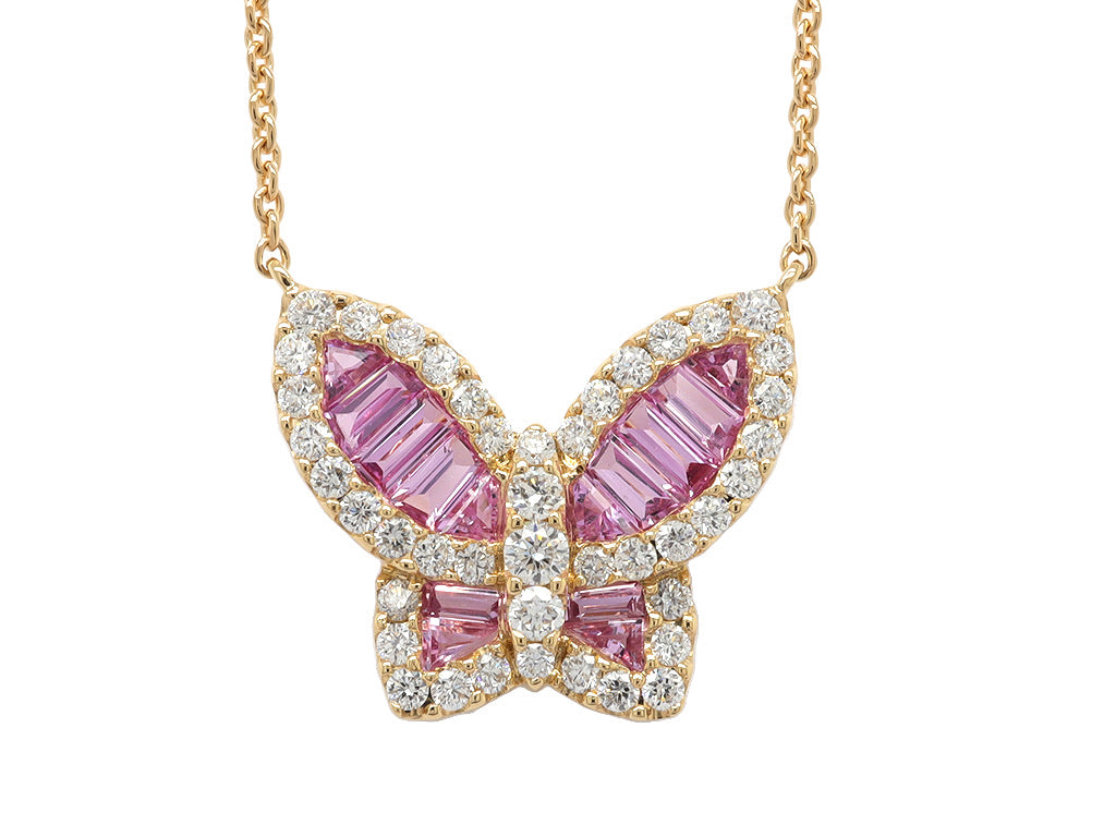 Large Pink Sapphire and Diamond Butterfly Pendant – Nicole Rose