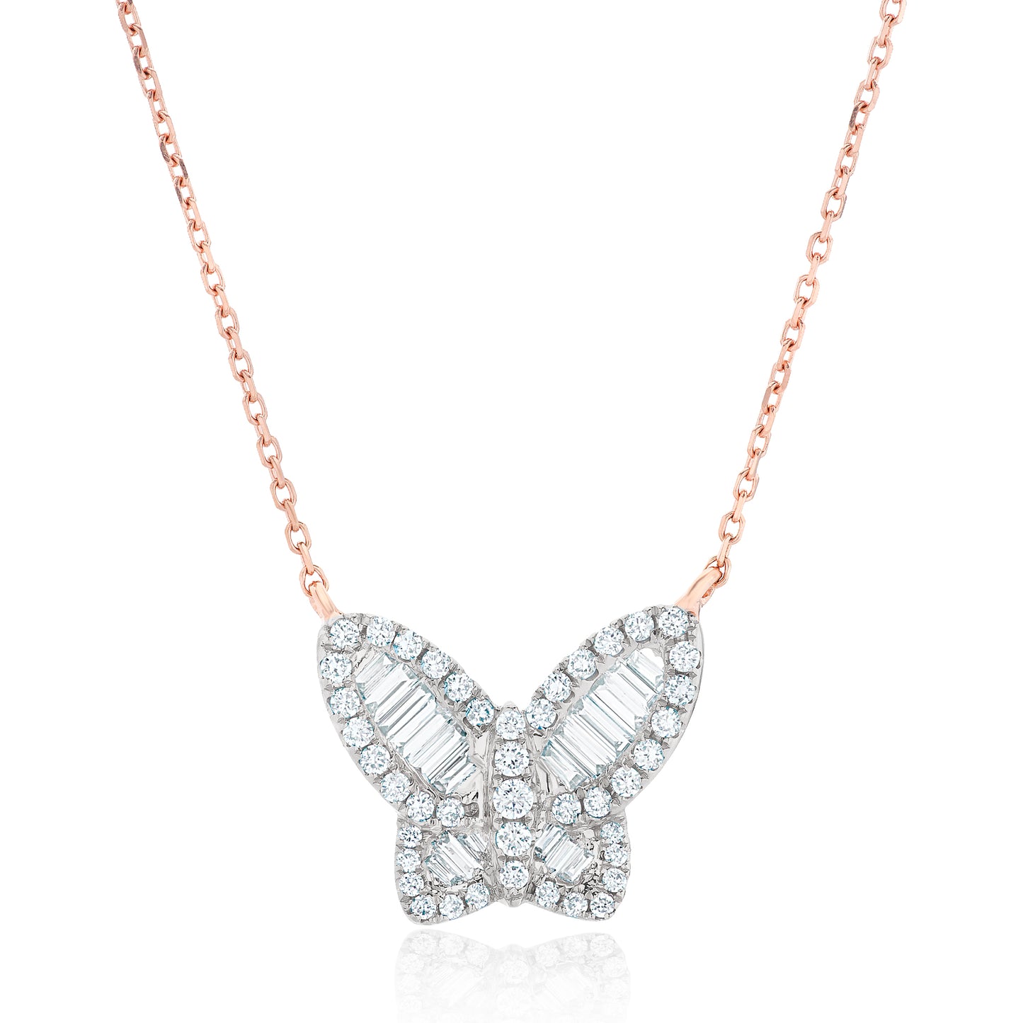 Large Two Tone Diamond Butterfly Pendant 2