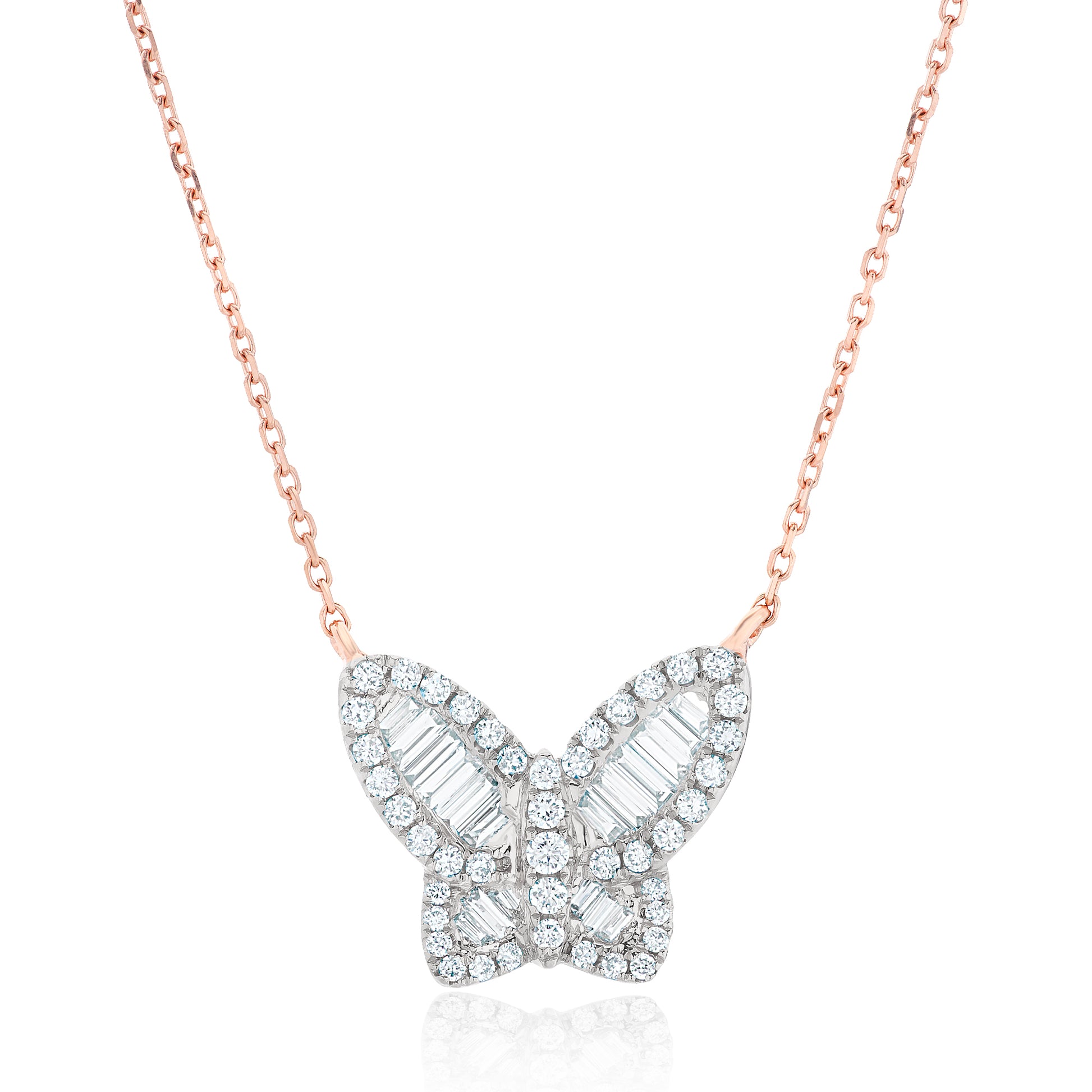Large Two Tone Diamond Butterfly Pendant 2