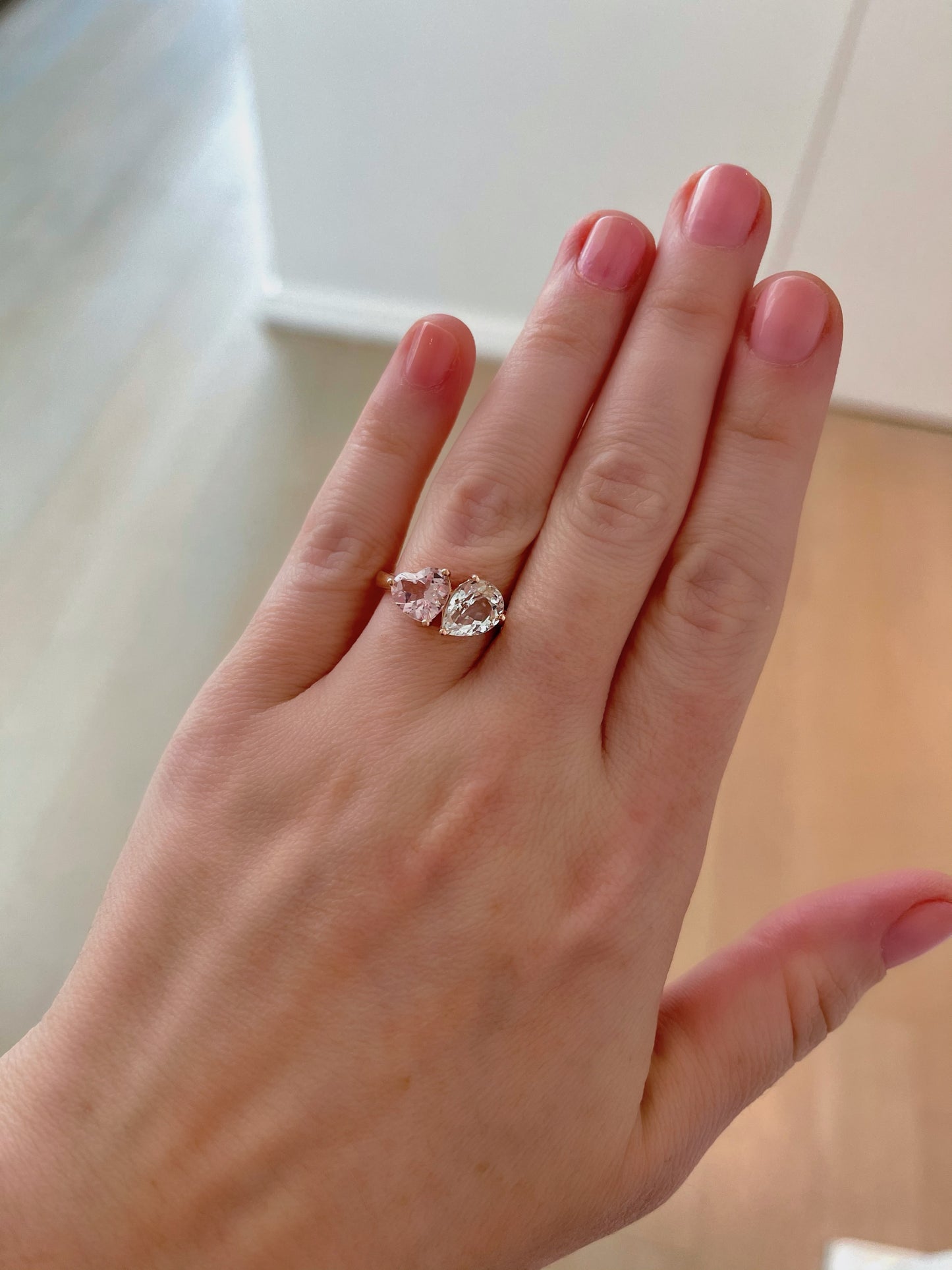 Small Toi Et Moi Morganite and Topaz Ring 5