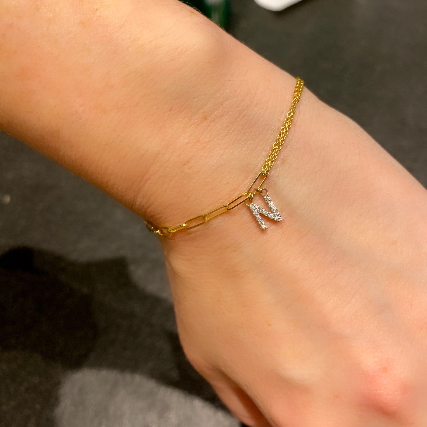 Paperclip and Cable Chain Initial Charm Bracelet 3