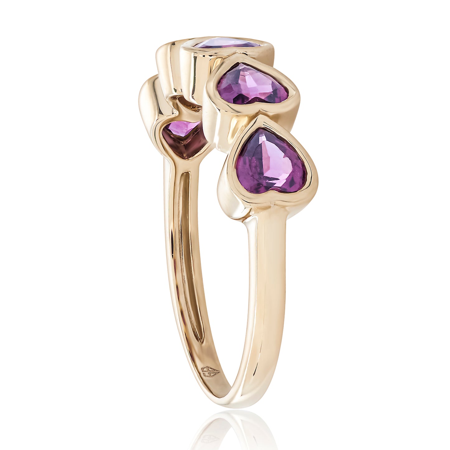 Garnet Bezel Set Heart Shape Band 2