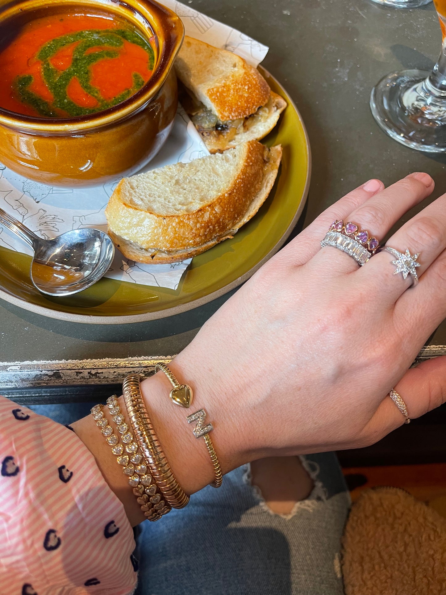 Diamond Initial and Heart Flex Bracelet 4