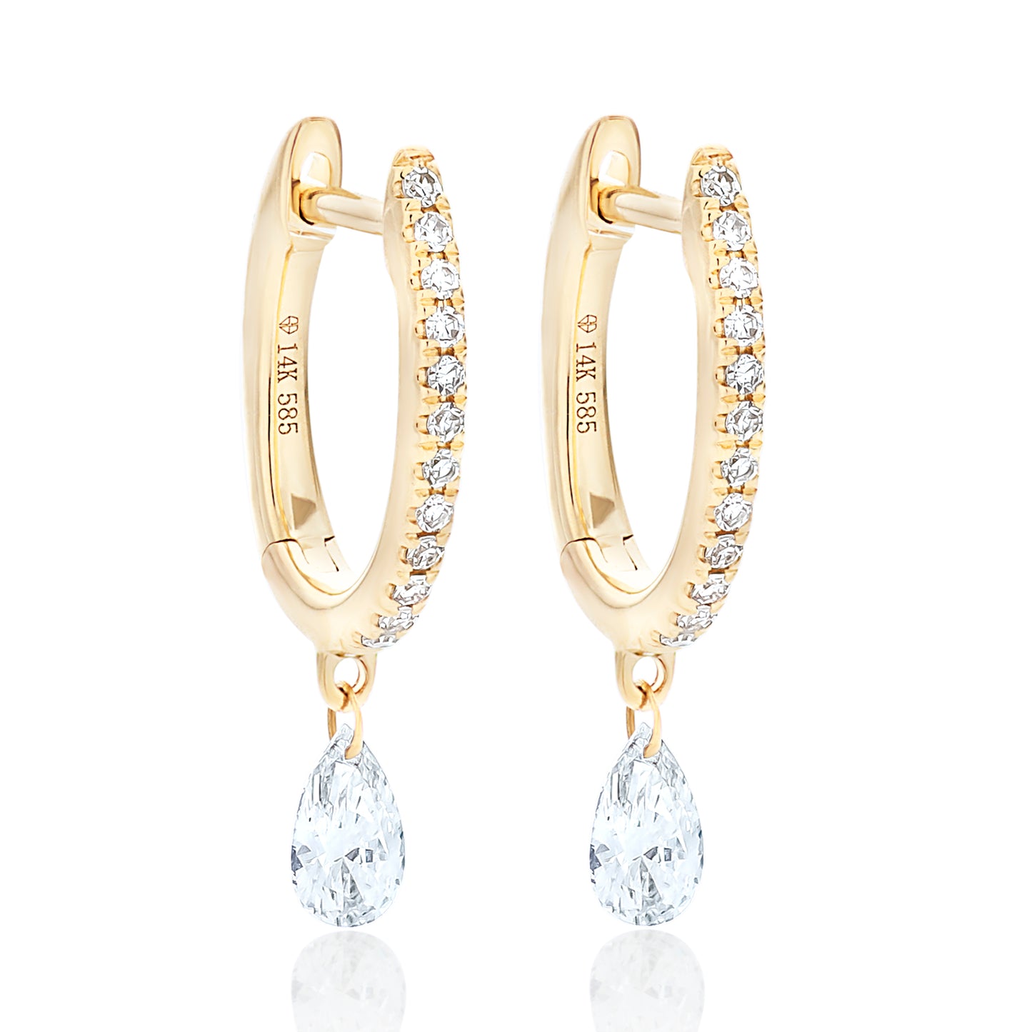 Diamond Drop Hoop Earrings