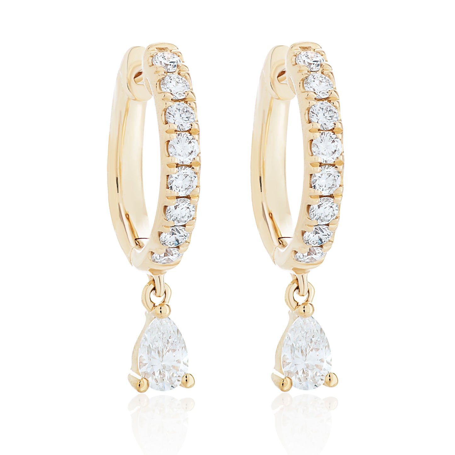 Fancy Shape All Diamond Dangle Earring - Yellow