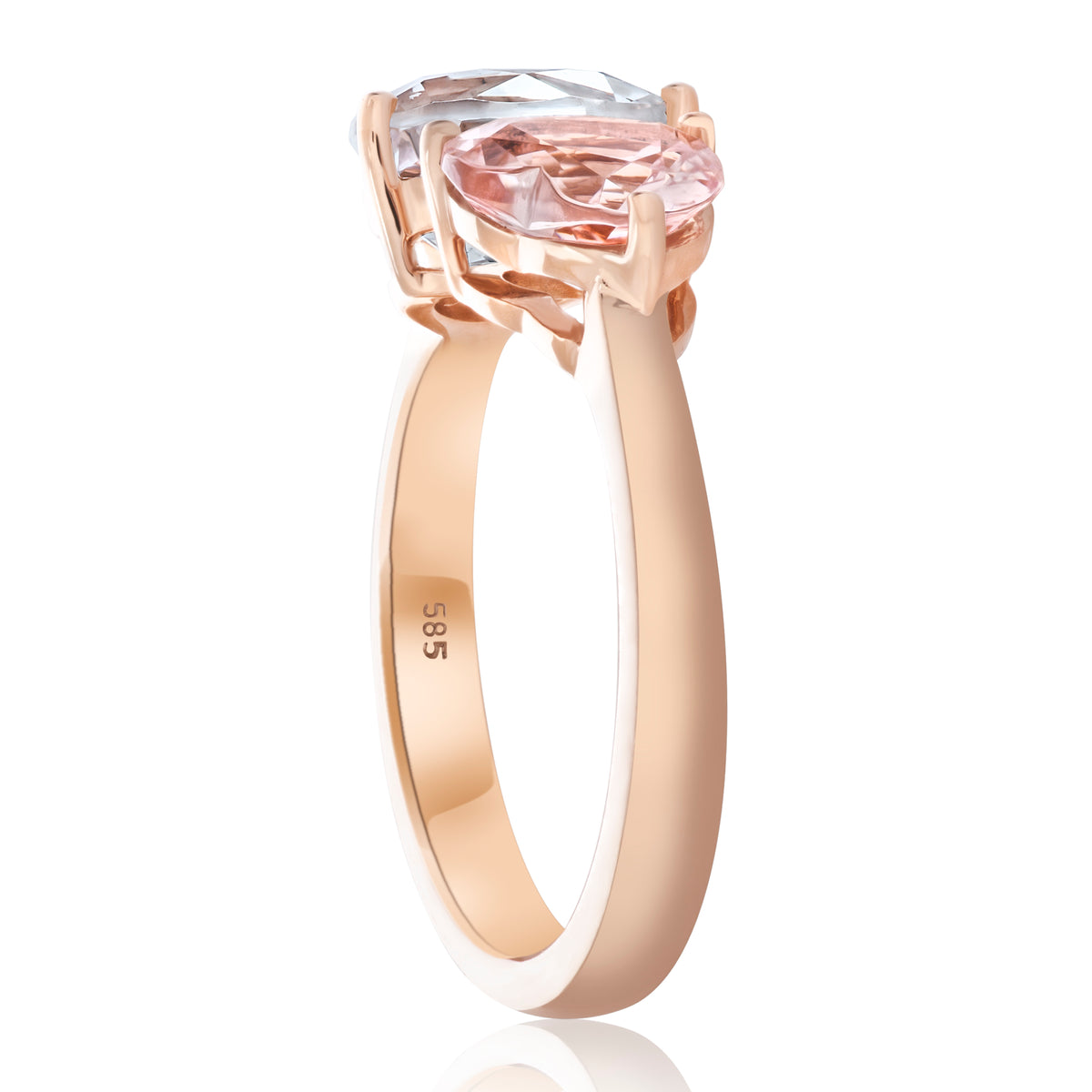 Morganite Heart and Topaz Pear Toi et Moi Ring