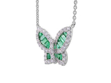 Load image into Gallery viewer, Medium Emerald and Diamond Butterfly Pendant 2