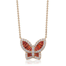 Load image into Gallery viewer, Large Autumn Orange Sapphire and Diamond Butterfly Pendant 2