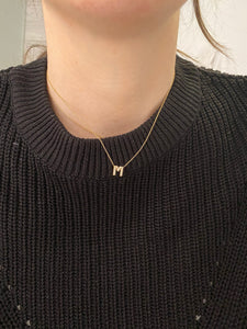 Initial Diamond Necklace - M letter yellow
