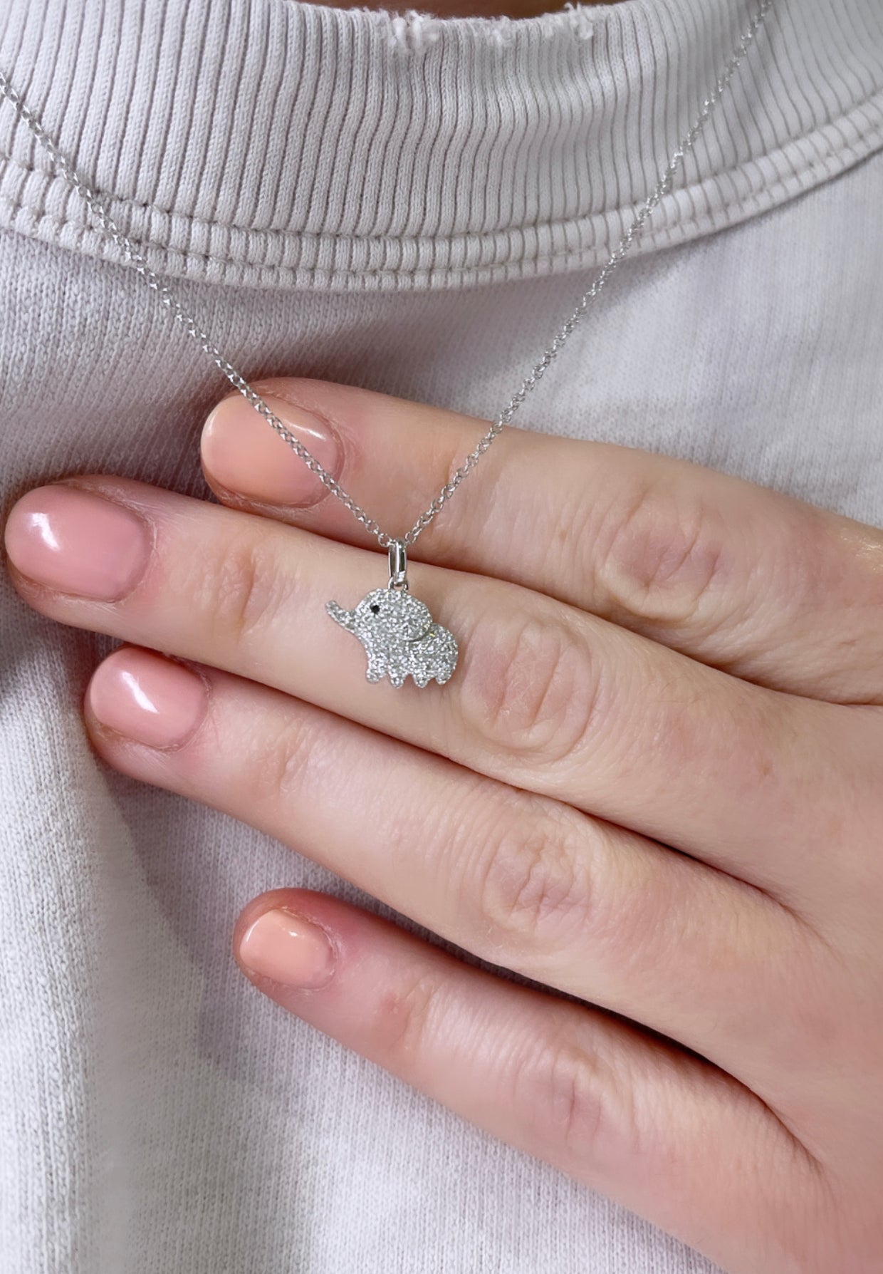 Petite Diamond Elephant Pendant 2