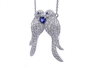 Diamond and Sapphire Love Bird Necklace 4