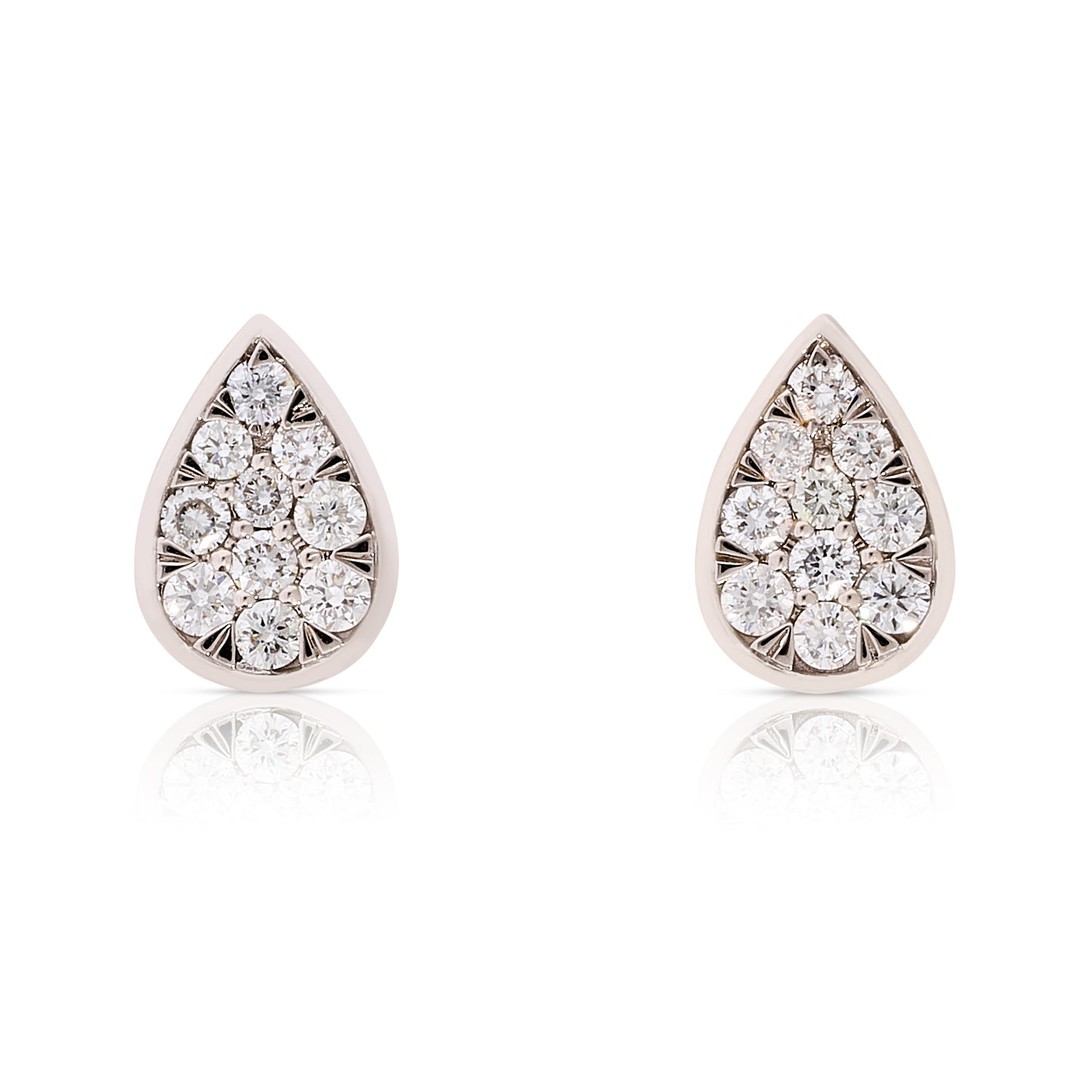 Pear Shape Pave Diamond Earrings - White