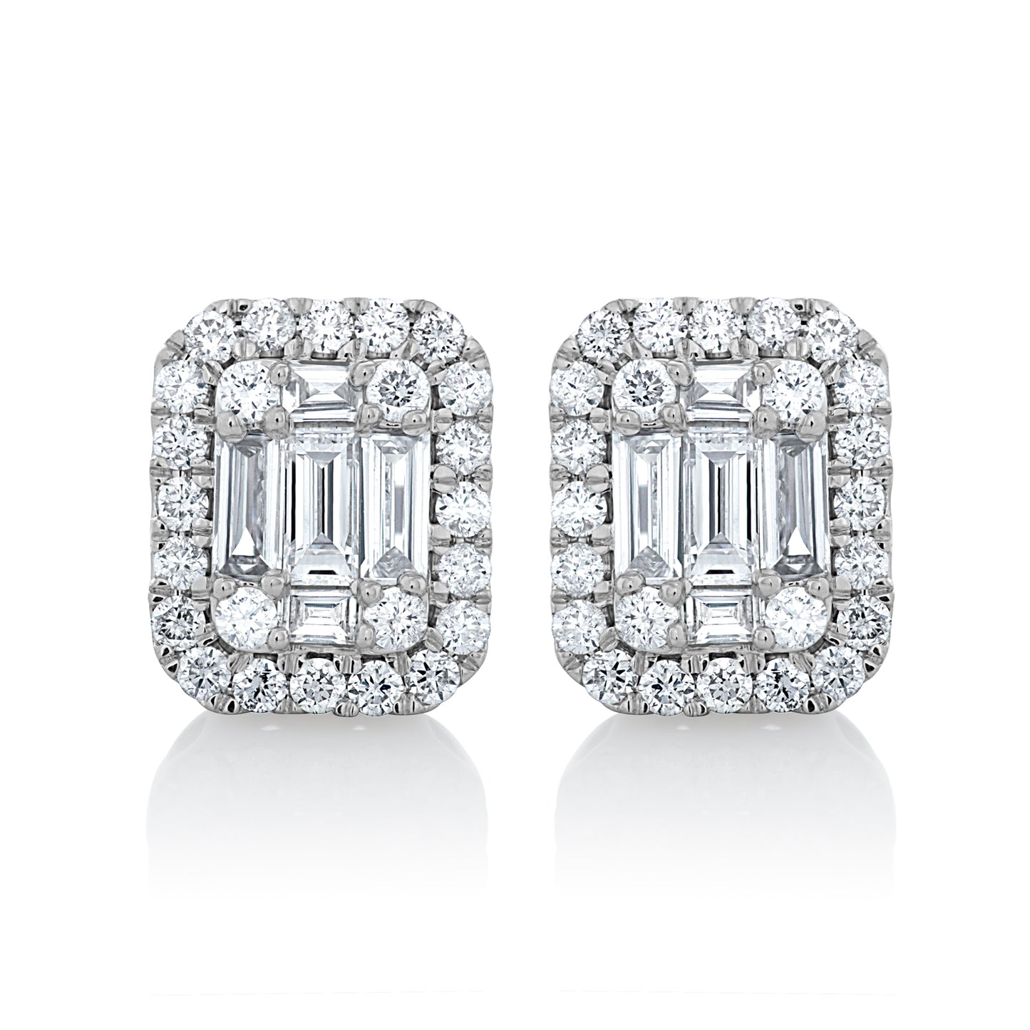 Large Diamond Illusion Halo Stud Earrings