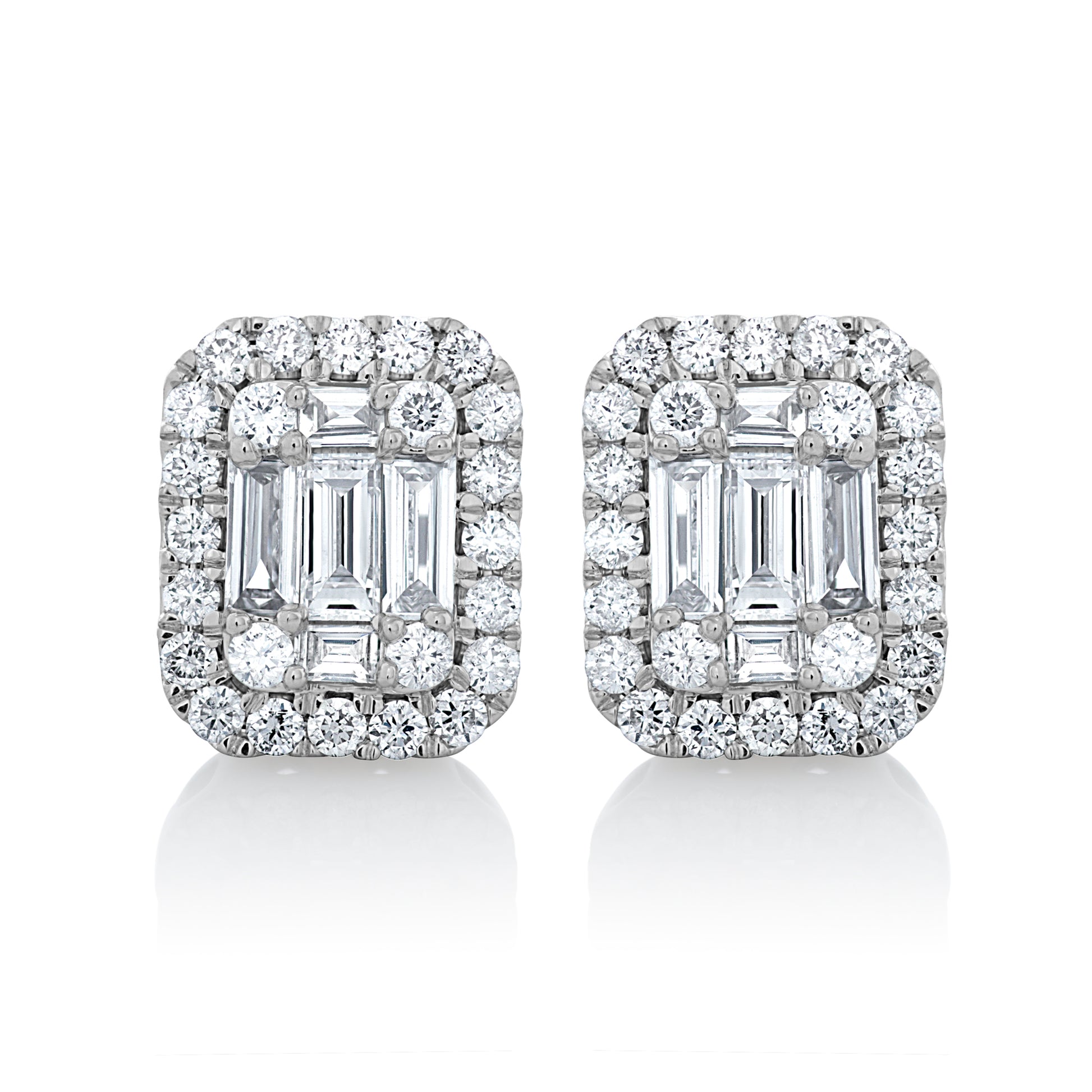 Large Diamond Illusion Halo Stud Earrings