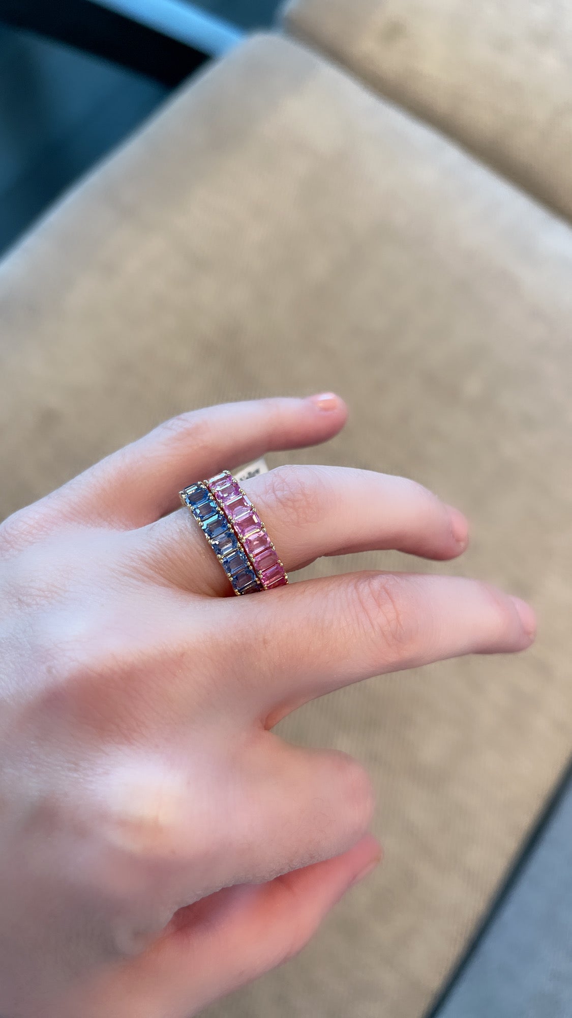Emerald Cut Nikki Pink Sapphire Band 3