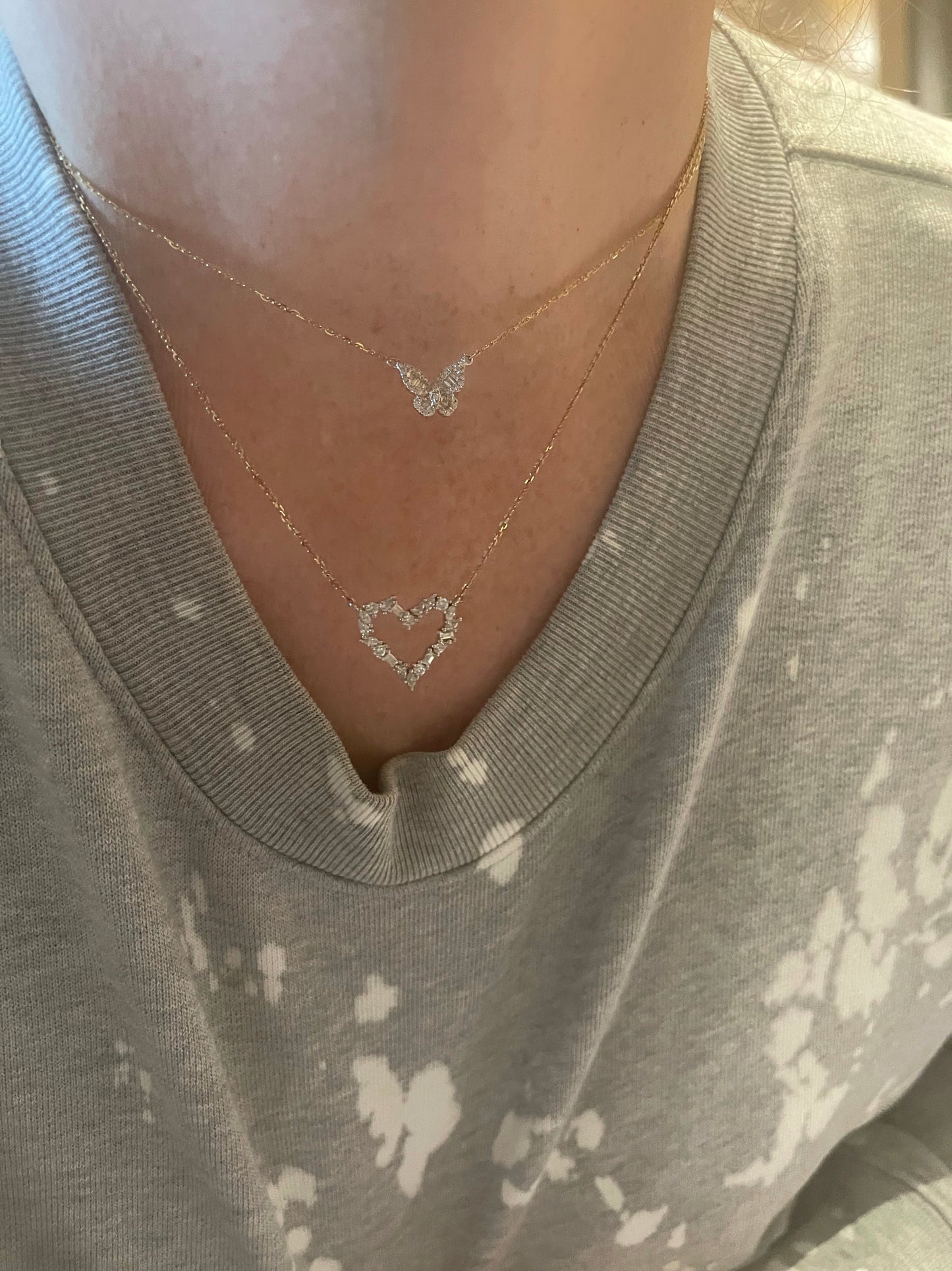 Small Mixed Cut Diamond Heart Pendant 4