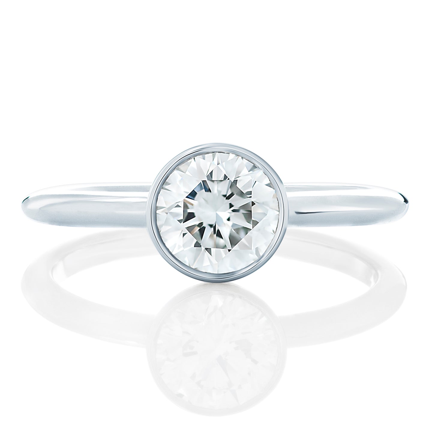 Platinum Bezel Set Round Diamond Engagement Ring