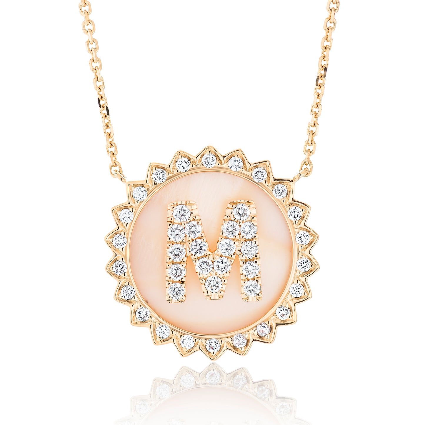 Medium Mother Of Pearl All Diamond Sun Pendant Three