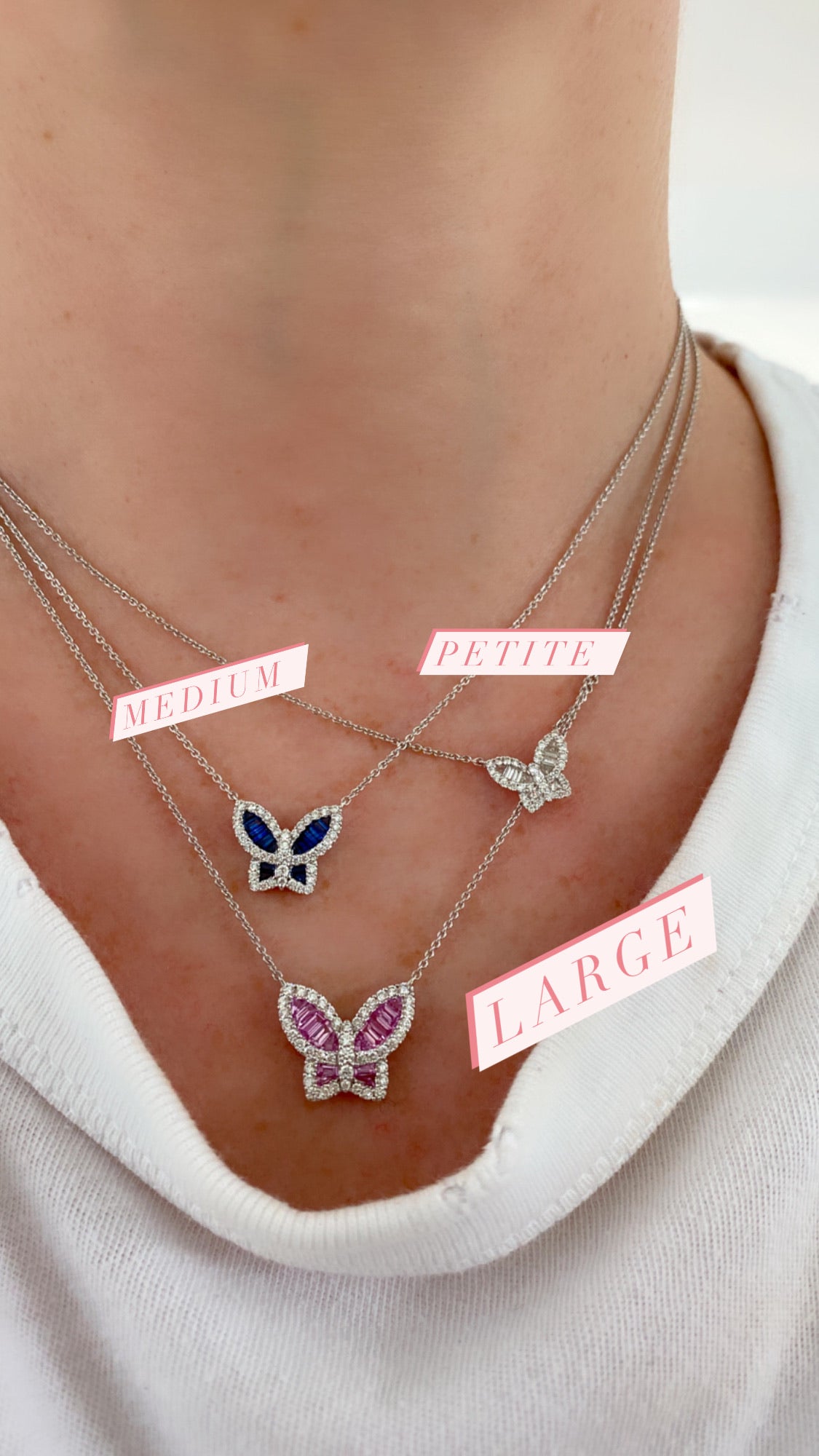 Medium Pink Sapphire and Diamond Butterfly Pendant 4