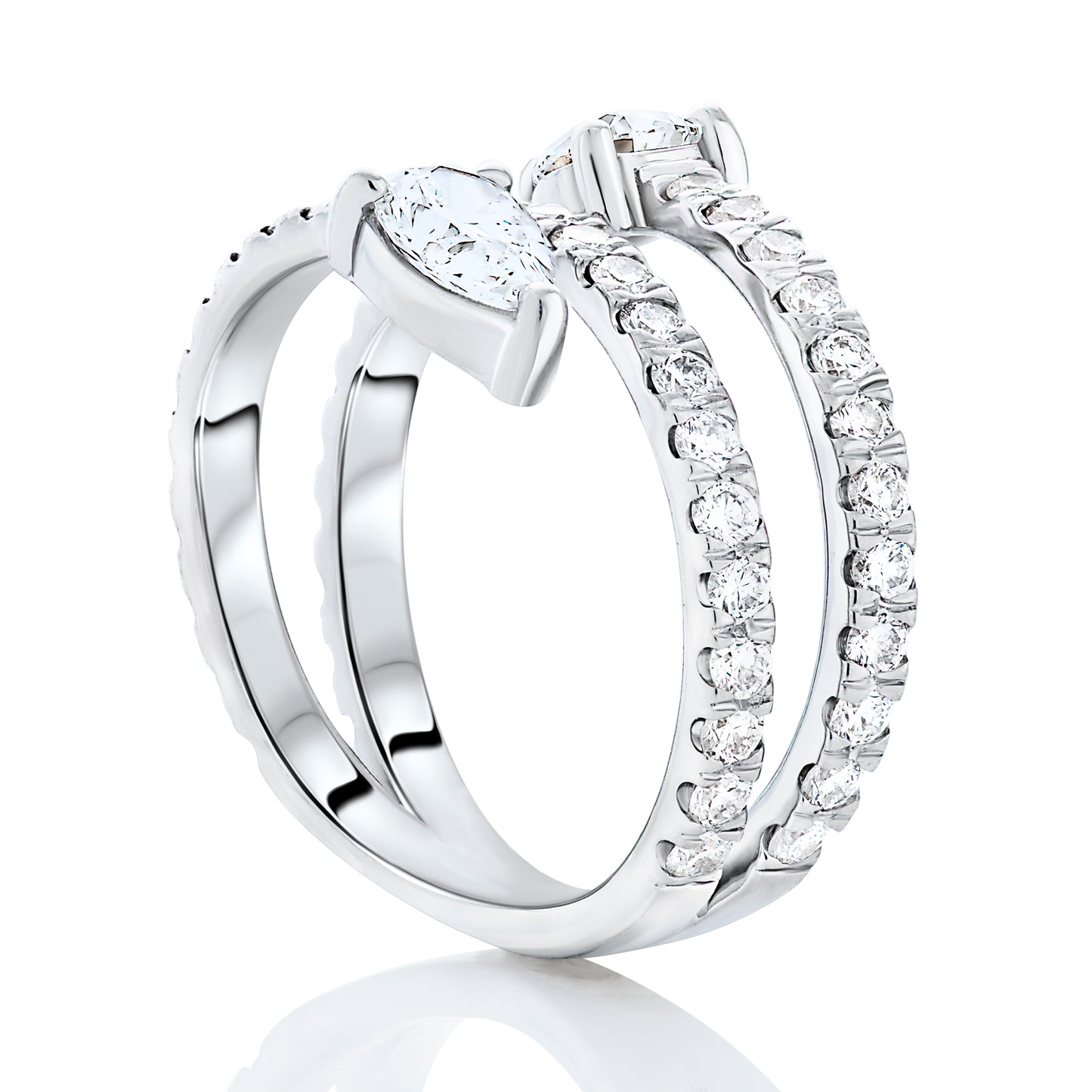 Triple Diamond Coil Ring 2