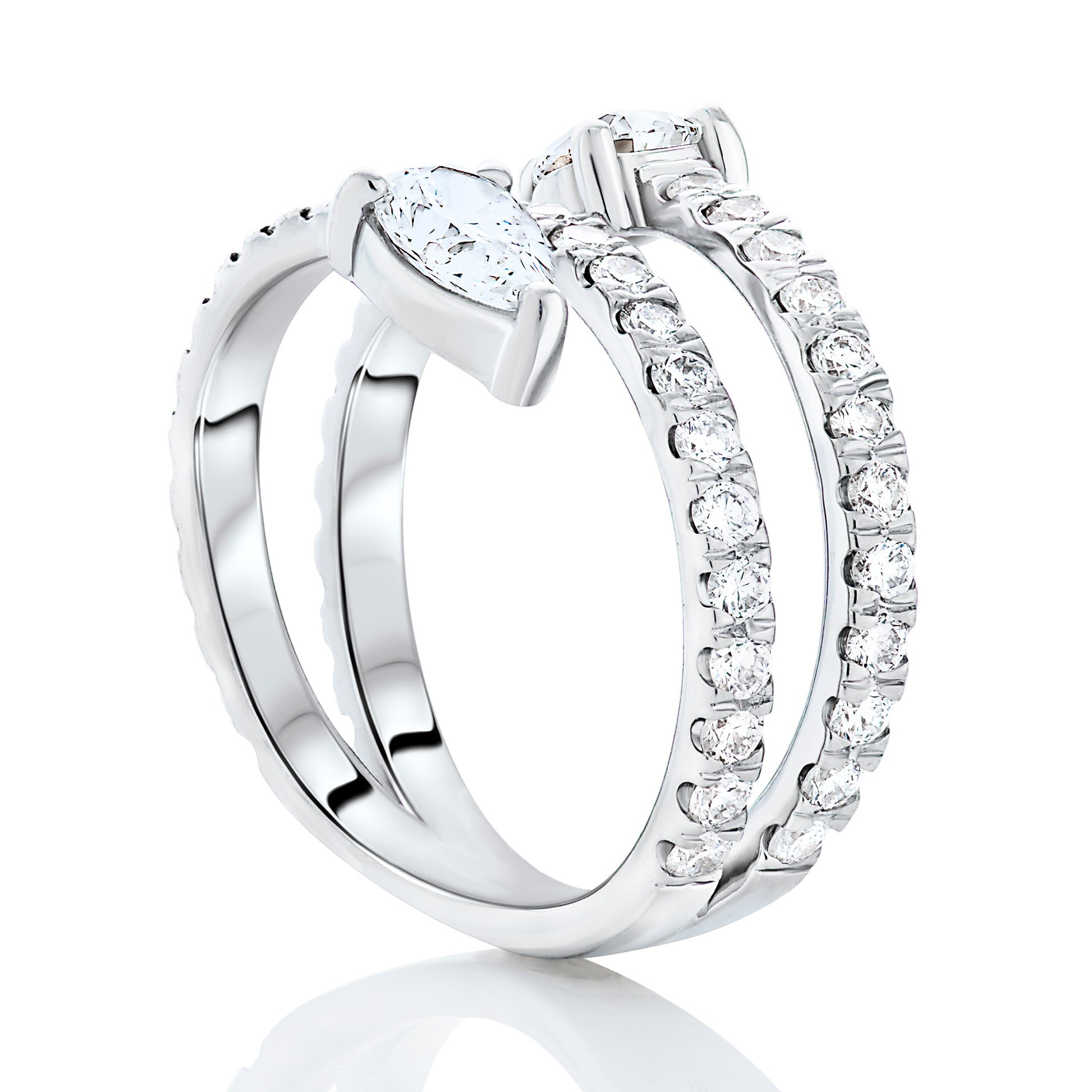 Triple Diamond Coil Ring 2
