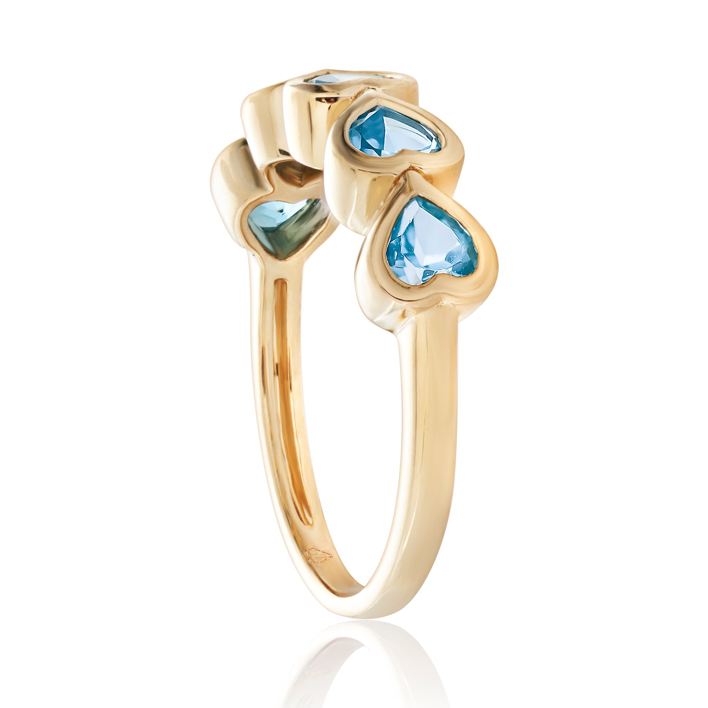 Blue Topaz Bezel Set Heart Shape Band 2