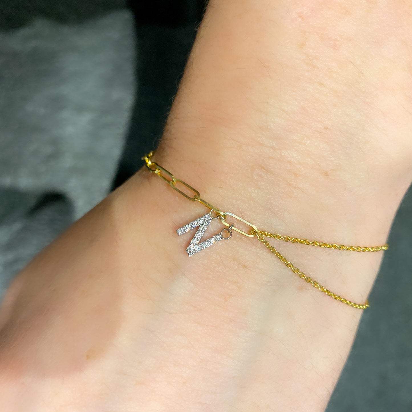 Paperclip and Cable Chain Initial Charm Bracelet 2