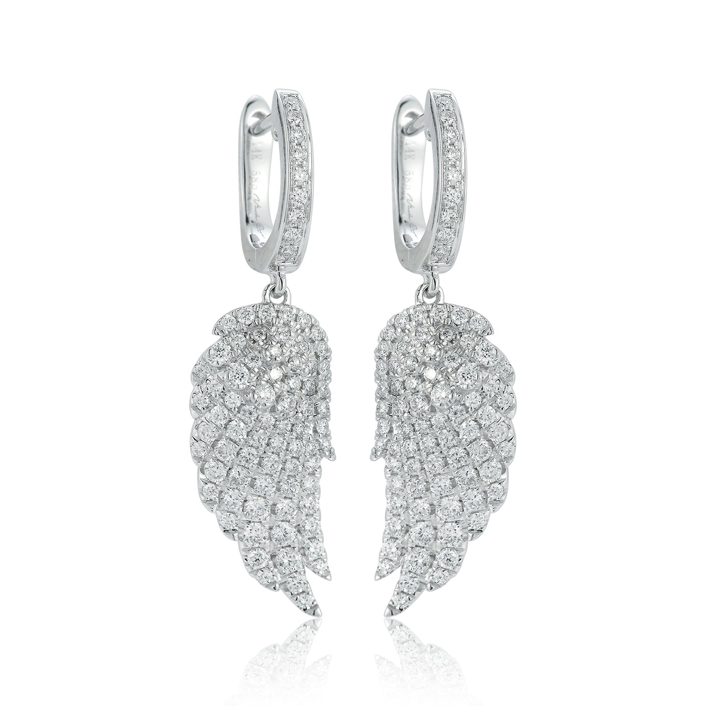 Diamond Small Angel Wing Dangle Earrings