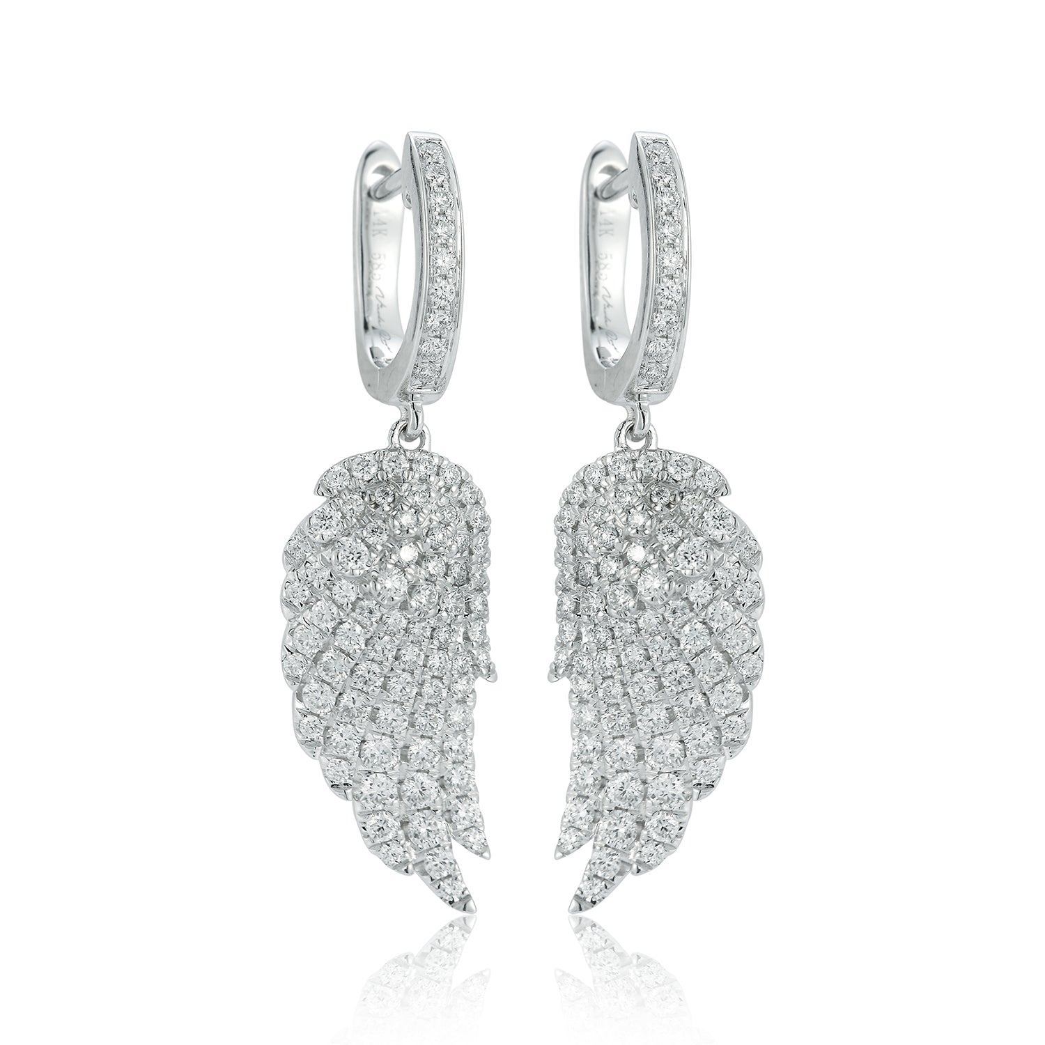 Diamond Small Angel Wing Dangle Earrings