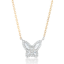 Load image into Gallery viewer, Petite Two Tone Diamond Butterfly Pendant 2
