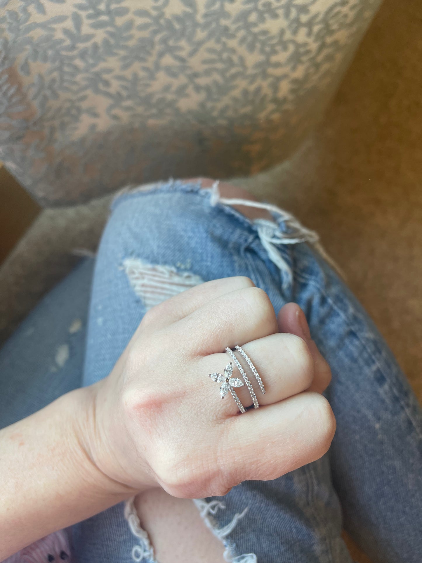 Diamond Flower Coil Ring 3