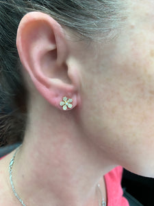 Small Diamond Flower Earrings 2