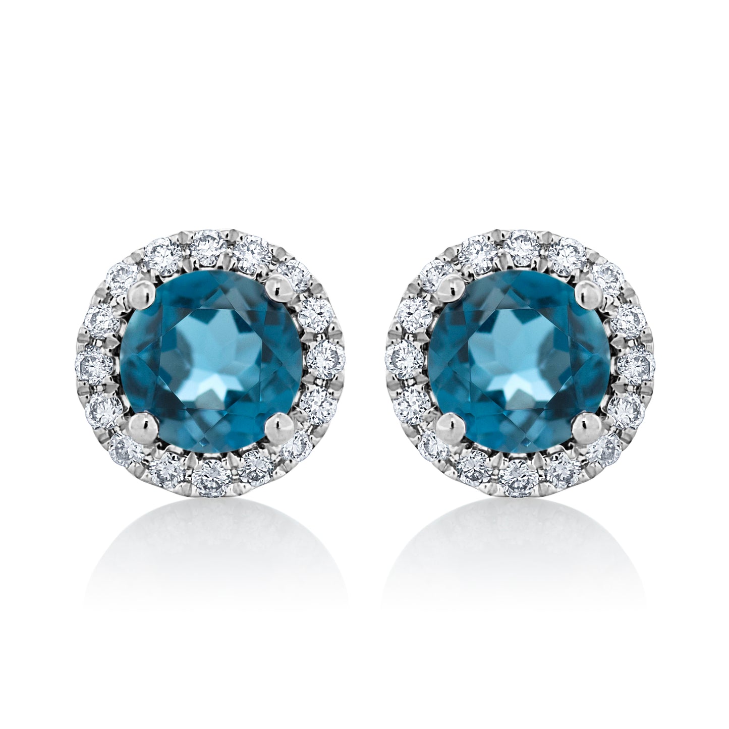 London Blue Topaz and Diamond Stud Earrings
