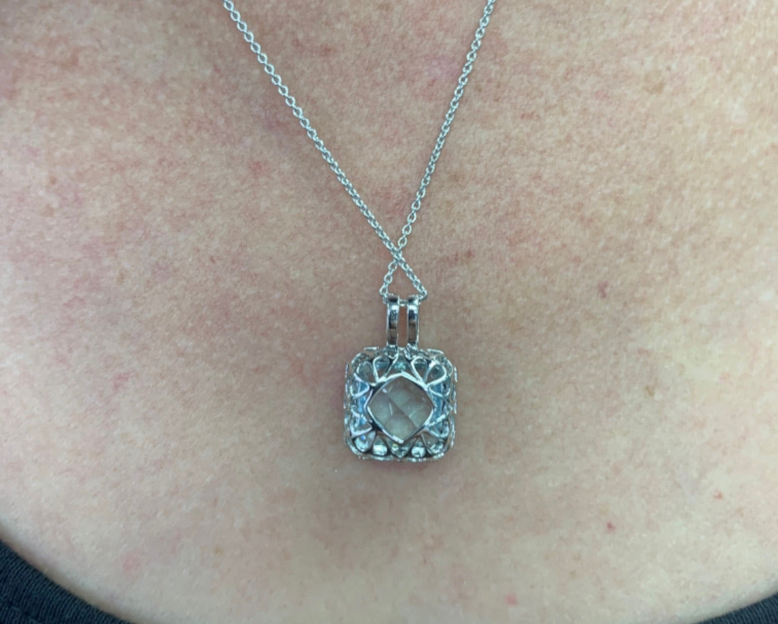 Aquamarine and Diamond Halo Pendant 4