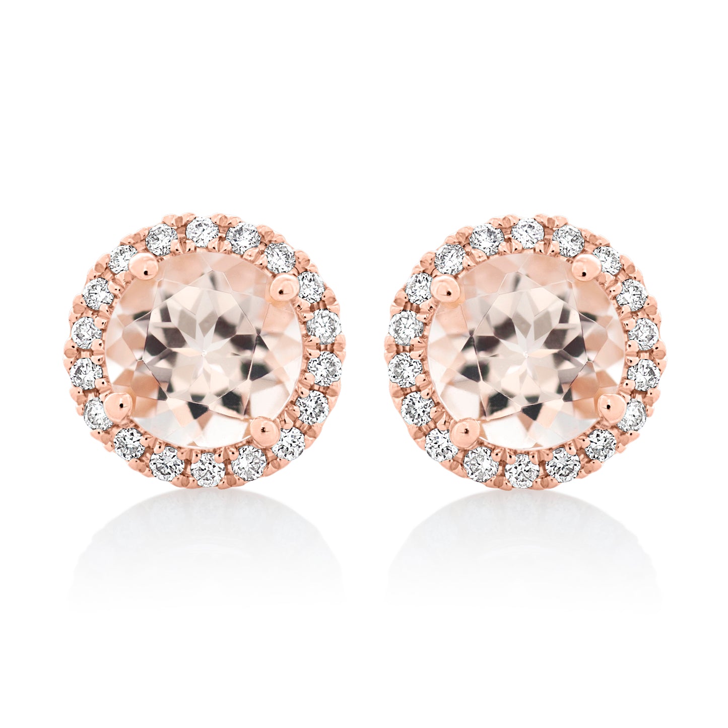 Morganite and Diamond Stud Earrings
