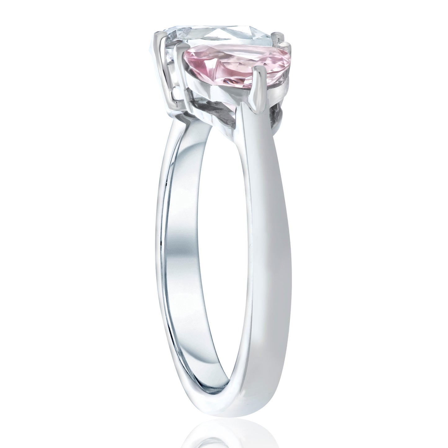 Small Toi Et Moi Morganite and Topaz Ring - White