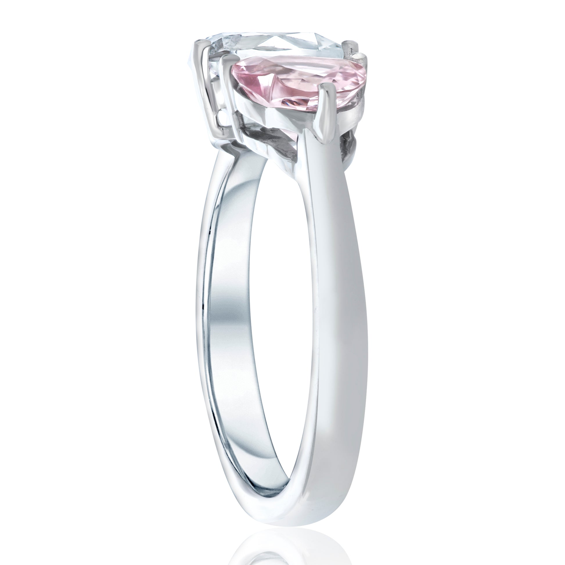 Small Toi Et Moi Morganite and Topaz Ring - White
