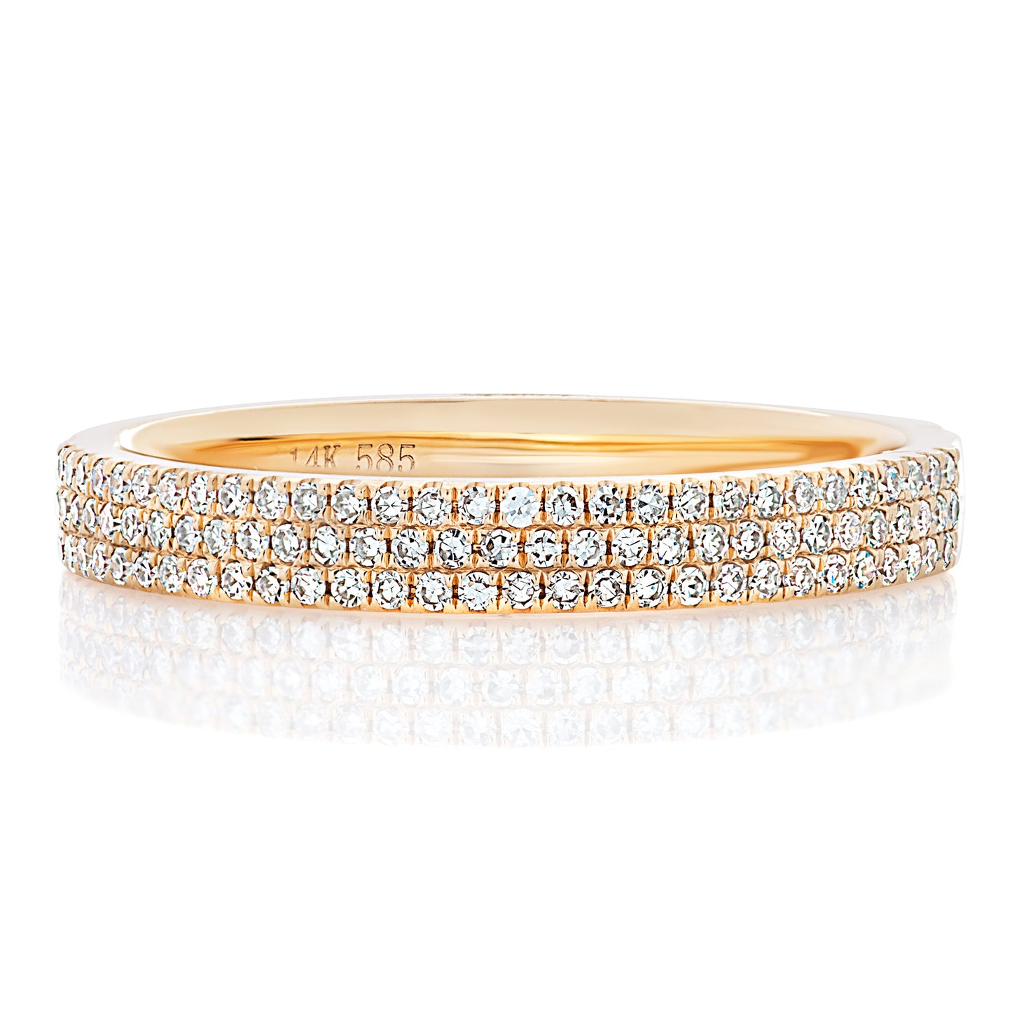 Three Row Half Way Diamond Band - Yellow