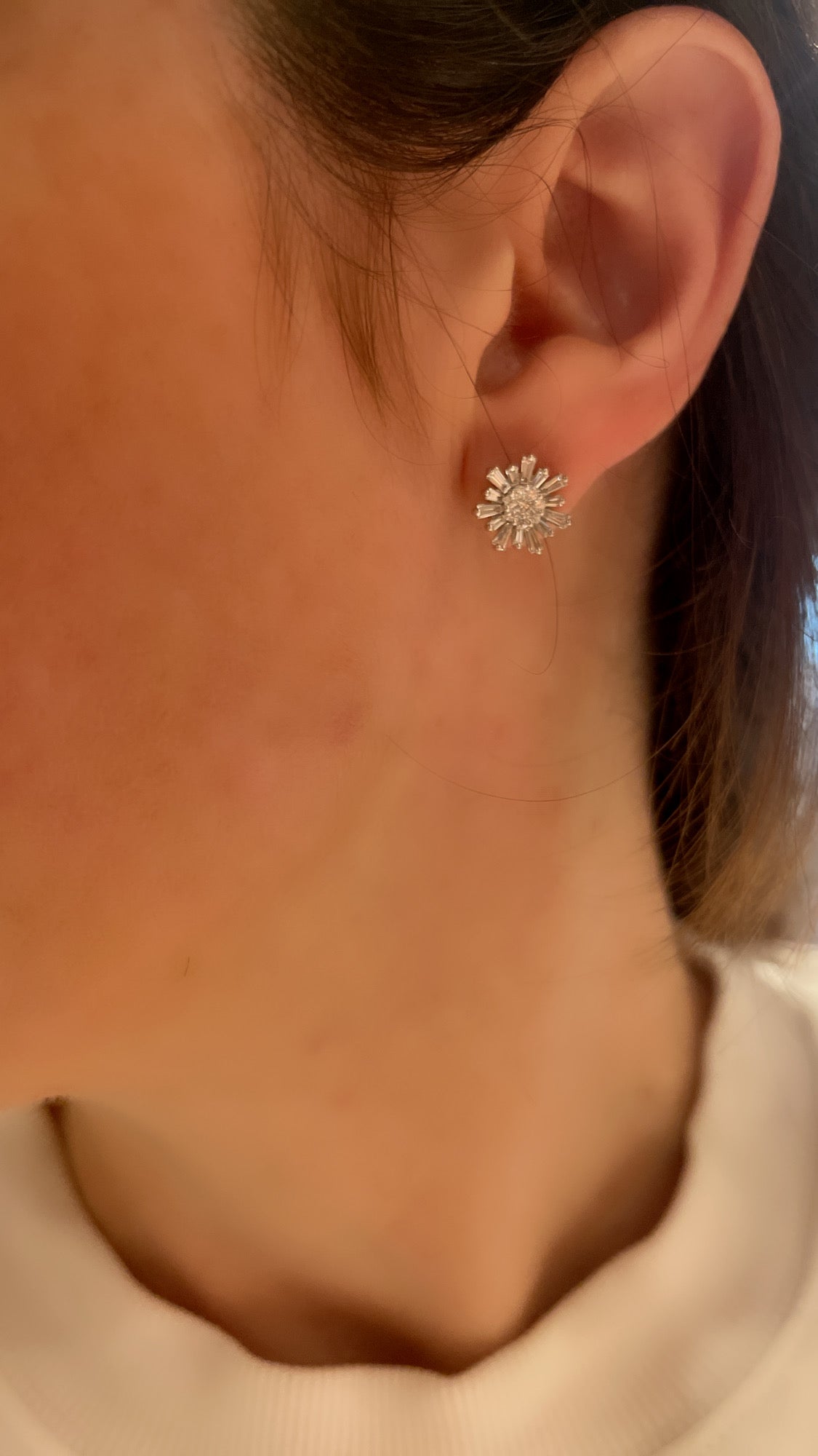 Diamond "Ray of Light" Sun Earrings 2