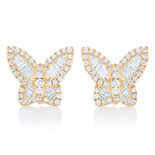 Load image into Gallery viewer, Petite Diamond Butterfly Earrings - Yellow